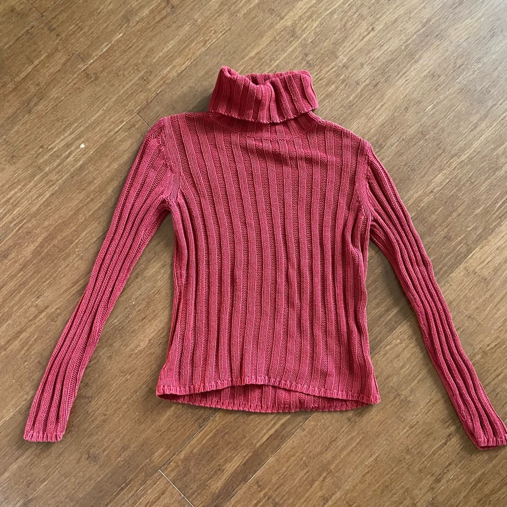 red turtleneck sweater